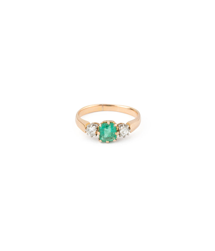 Antique emerald diamond ring "Klimka" - Caillou Paris