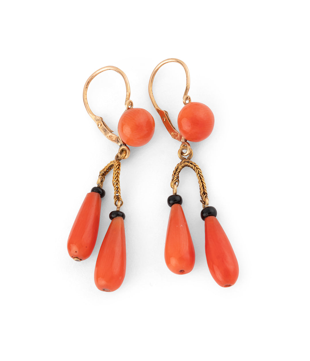 Antique french earrings coral "Edma" - Caillou Paris