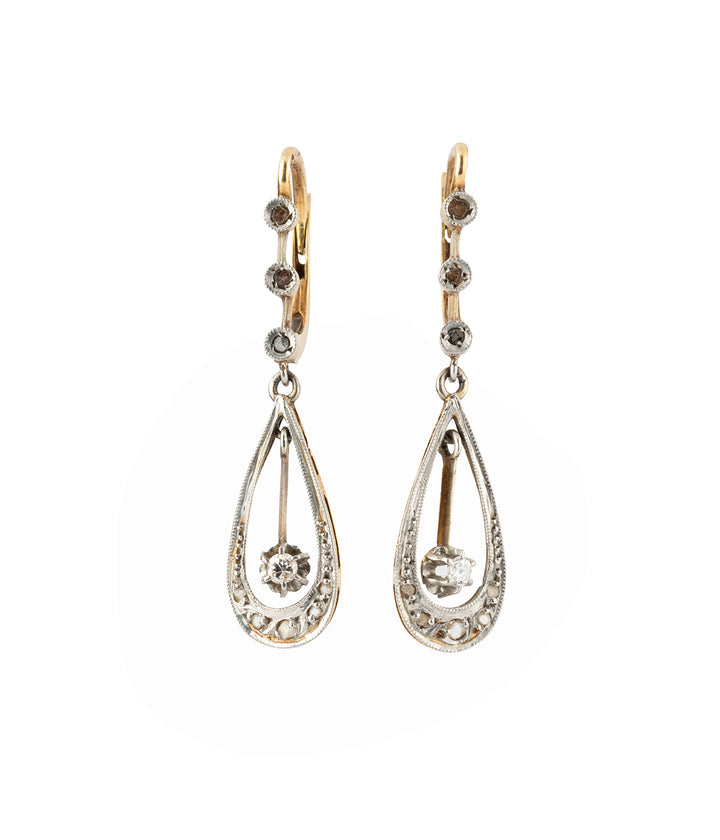 Antique french gold diamond earrings Fiena - Caillou Paris