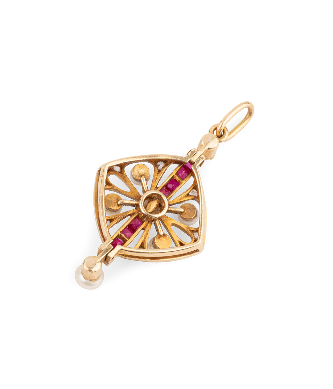 Antique-french-pendant-diamonds-rubies-18k-gold-Mina