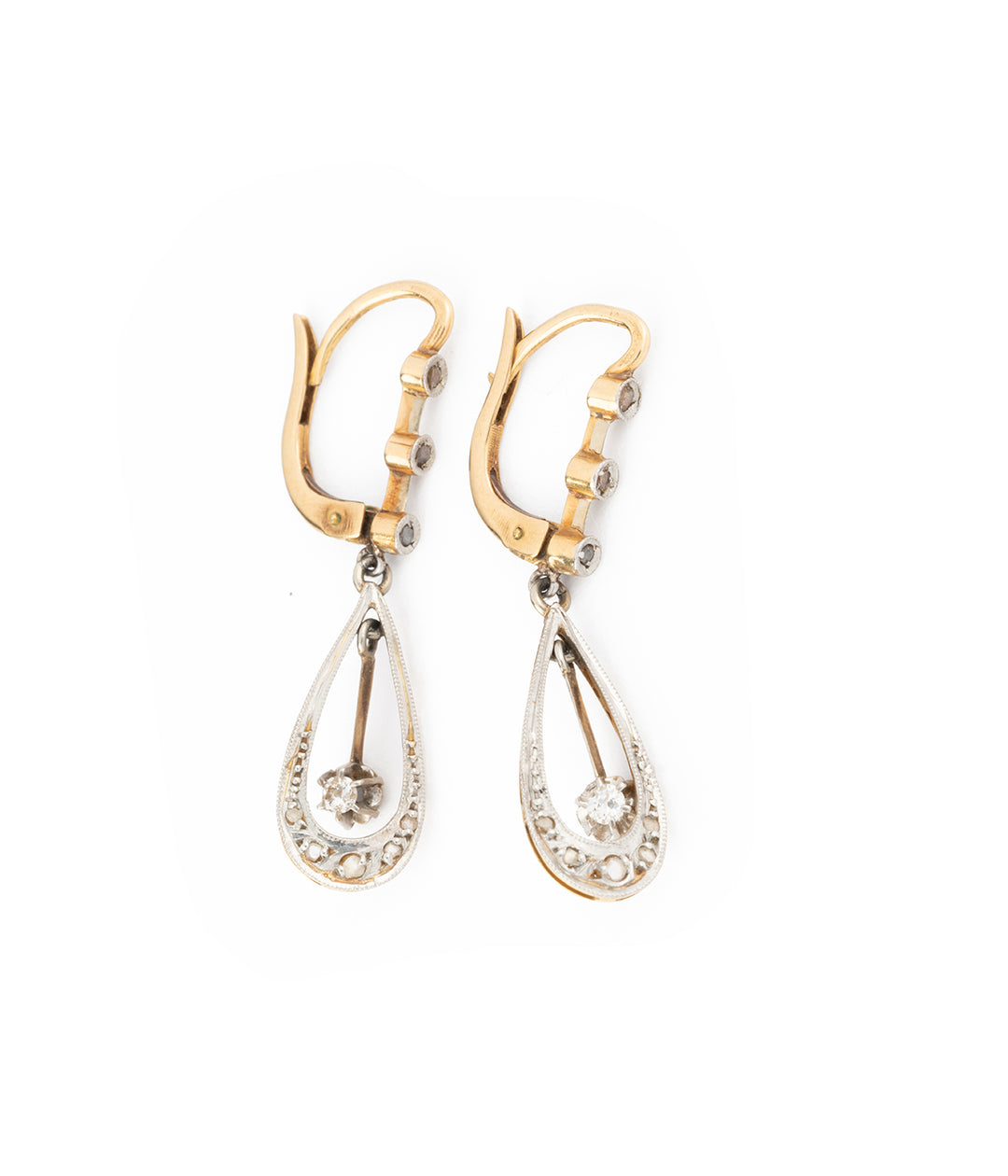 antique gold diamond earrings Fiena - Caillou Paris