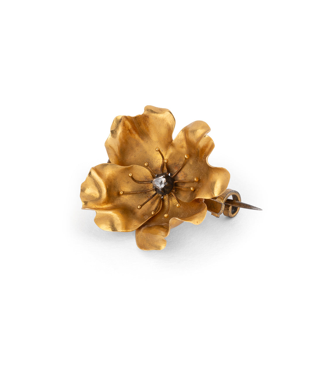 Antique gold diamond flower brooch "Corina" - Caillou Paris