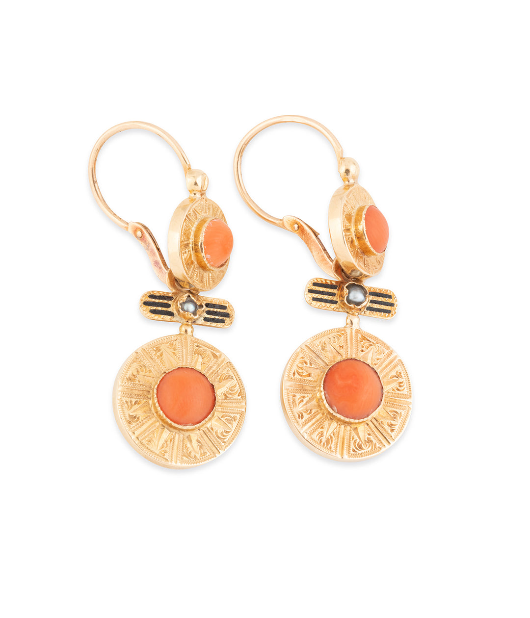 Antique-gold-earrings-coral-Pattie