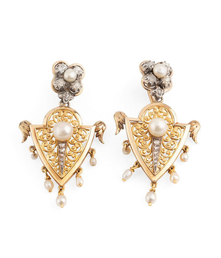 Antique-gold-earrings-pearl-diamonds-Chapala-Caillou-Paris