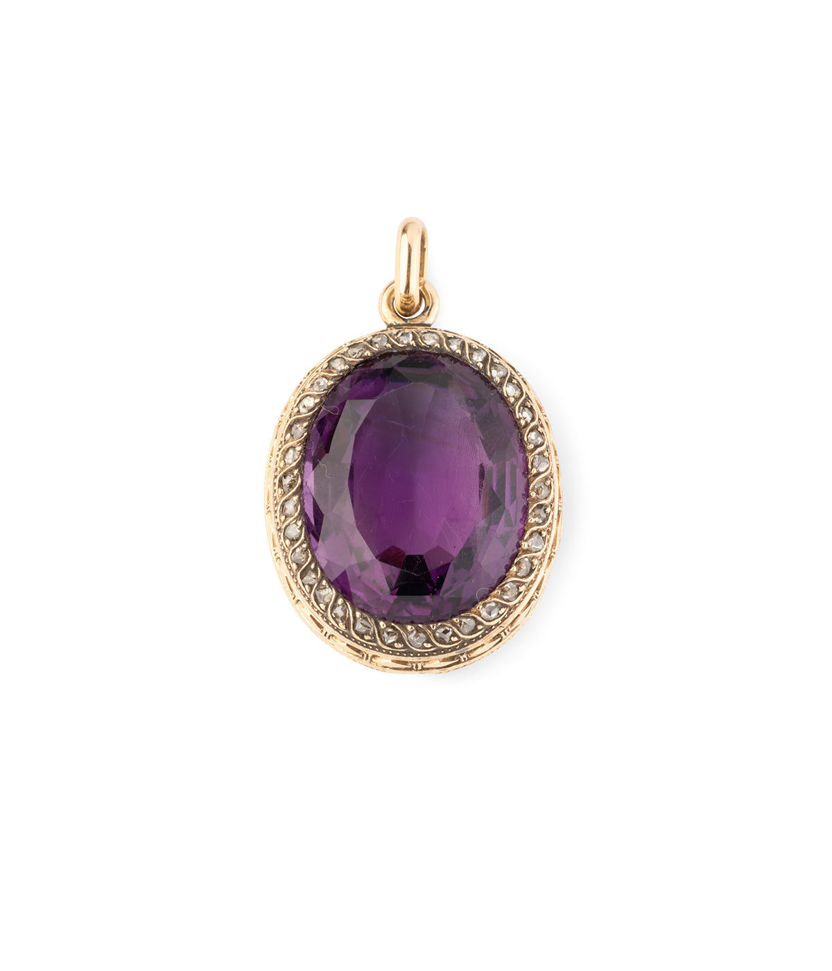 Antique-gold-pendant-amethyst-diamonds-Amaet-Caillou-Paris