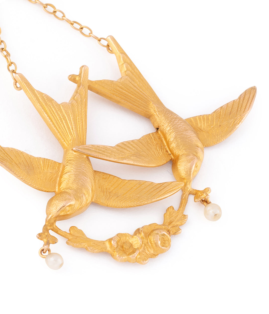 Antique gold pendant swallows "Onni" - Caillou Paris