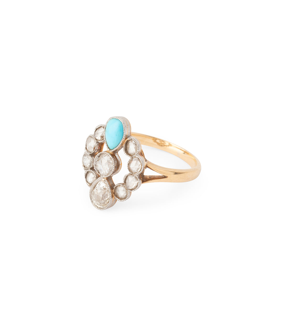 Antique-gold-ring-diamonds-turquoise-Laou