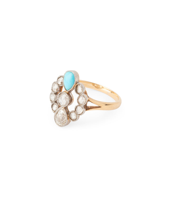 Antique-gold-ring-diamonds-turquoise-Laou