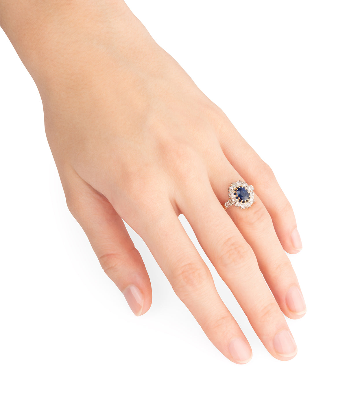 Antique-halo-ring-diamonds-sapphire-Septime-Caillou-Paris