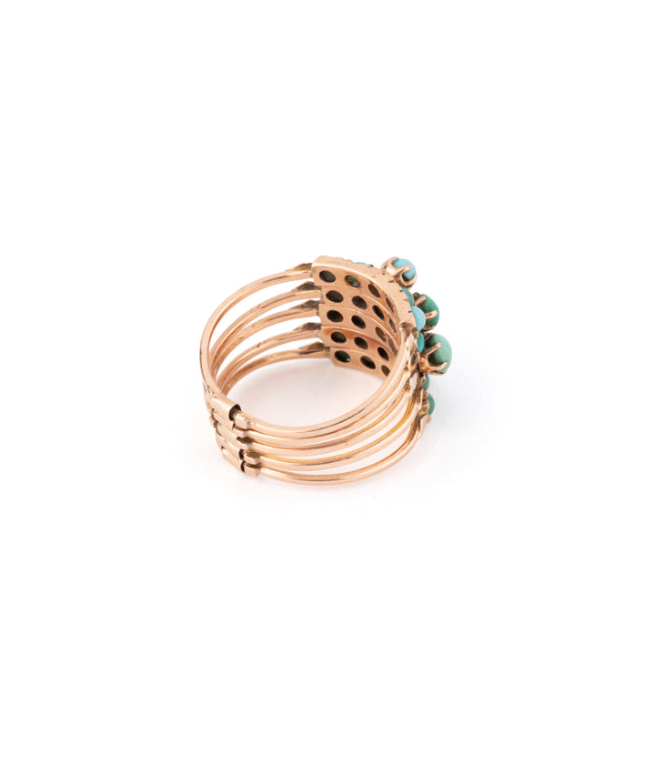 Antique harem ring in pink gold and turquoise Rai - Caillou Paris