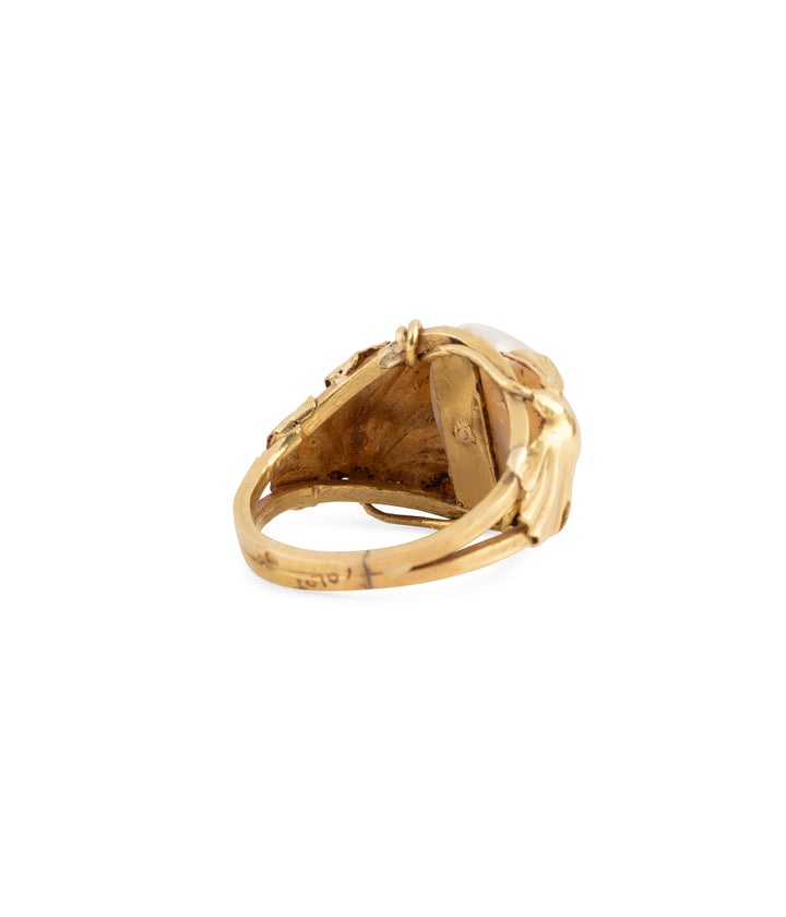Antique-ring-gingko-biloba-pearl-Colot-Caillou-Paris
