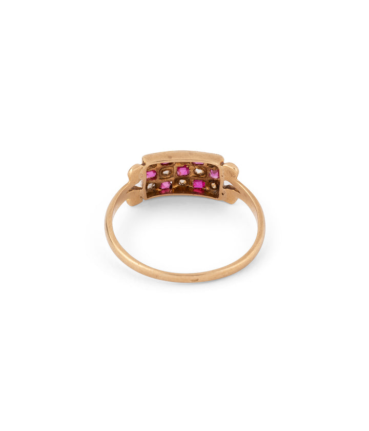 Antique rubies diamonds gold ring "Vaka" - Caillou Paris