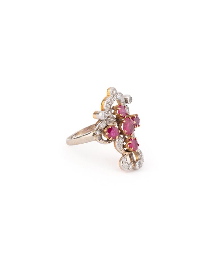 Antique ruby diamonds ring "Makya" - Caillou Paris