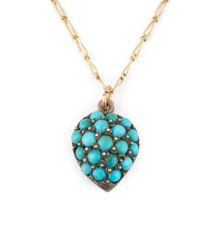 Antique turquoise heart necklace Cornie - Caillou Paris
