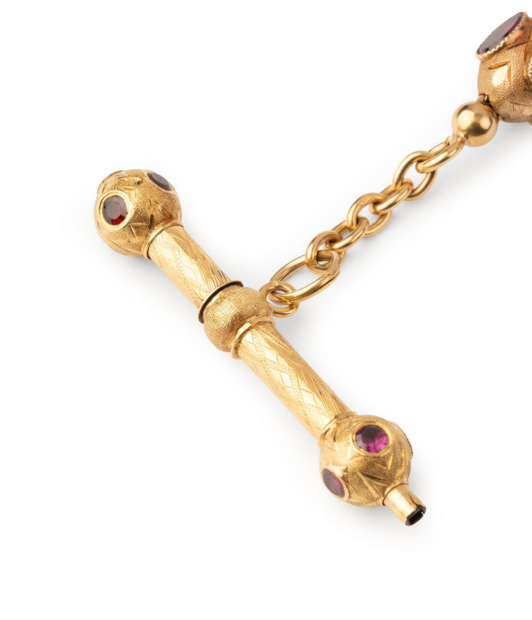 Antique-watch-chain-18k-gold-garnets-Auda
