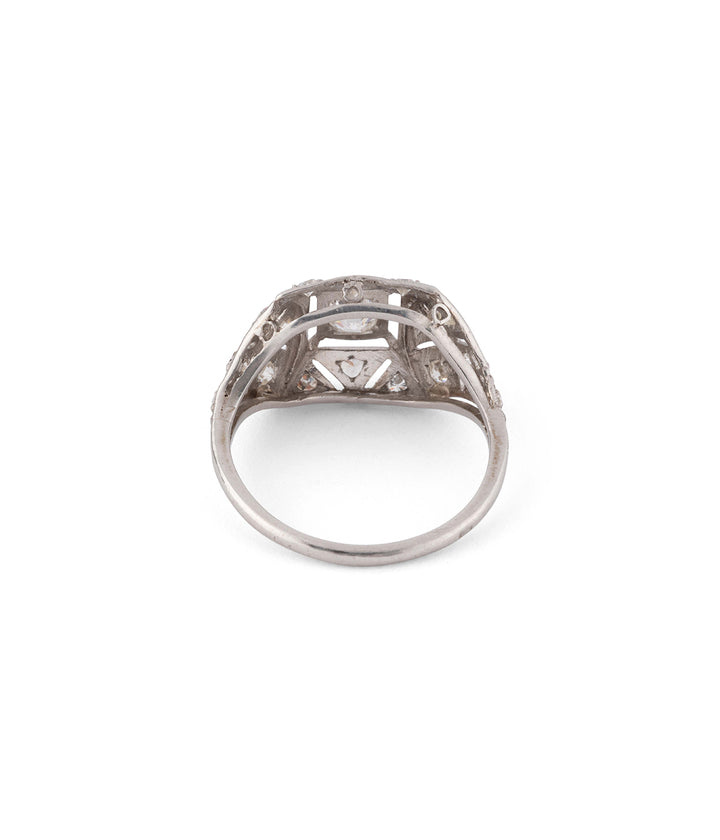 art deco antique engagement ring platinum diamonds "Youli" - Caillou Paris