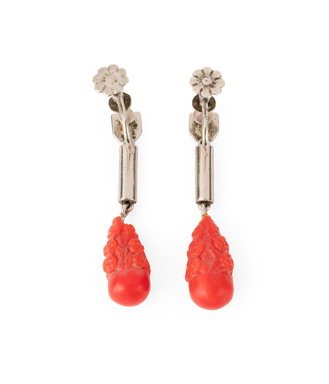 Art-deco-earrings-silver-coral-Cyrice-Caillou-Paris