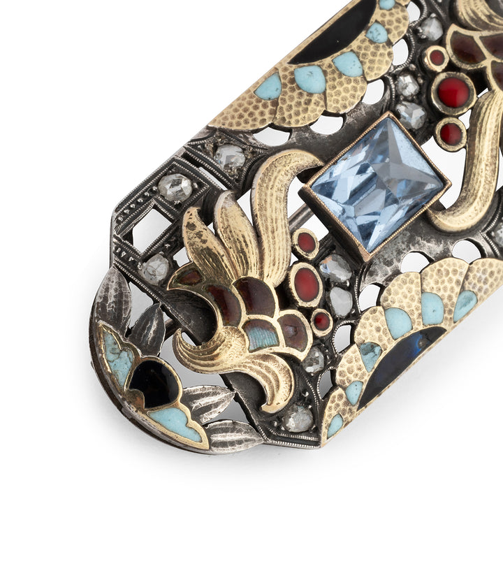 Art-deco-enamelled-silver-brooch-Blanca-Caillou-Paris