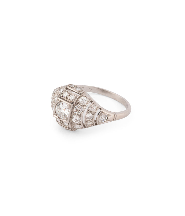 Art deco engagement ring in platinum and diamonds "Eamon" - Caillou Paris
