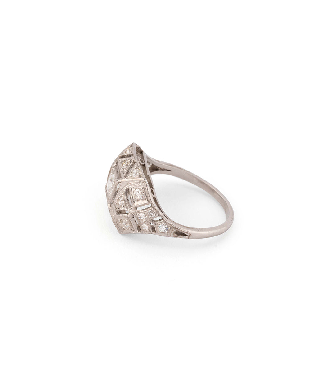 Art deco engagement ring platinum diamonds "Youli" - Caillou Paris
