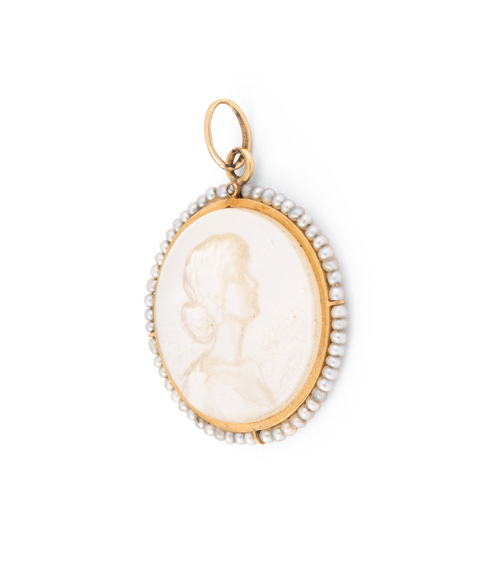 Art deco mother of pearl christening medal "Idy" - Caillou Paris