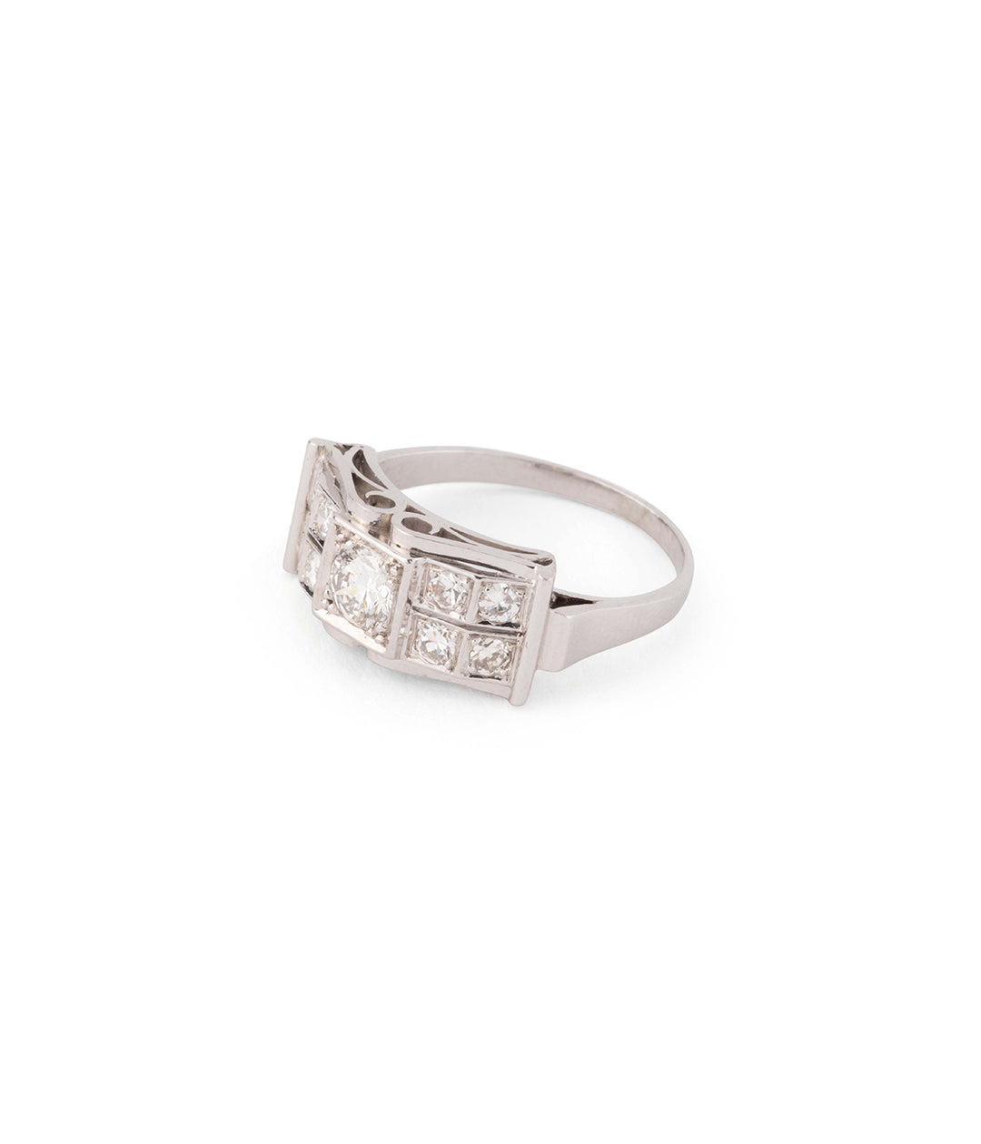 Art deco ring in platinum and diamonds "Odala" - Caillou Paris