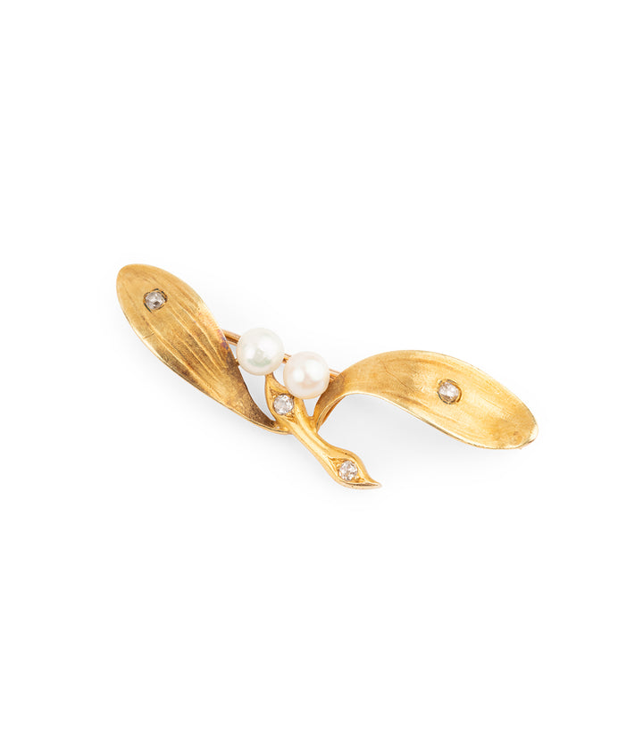 Art-nouveau-mistletoe-brooch-18K-gold-Erno