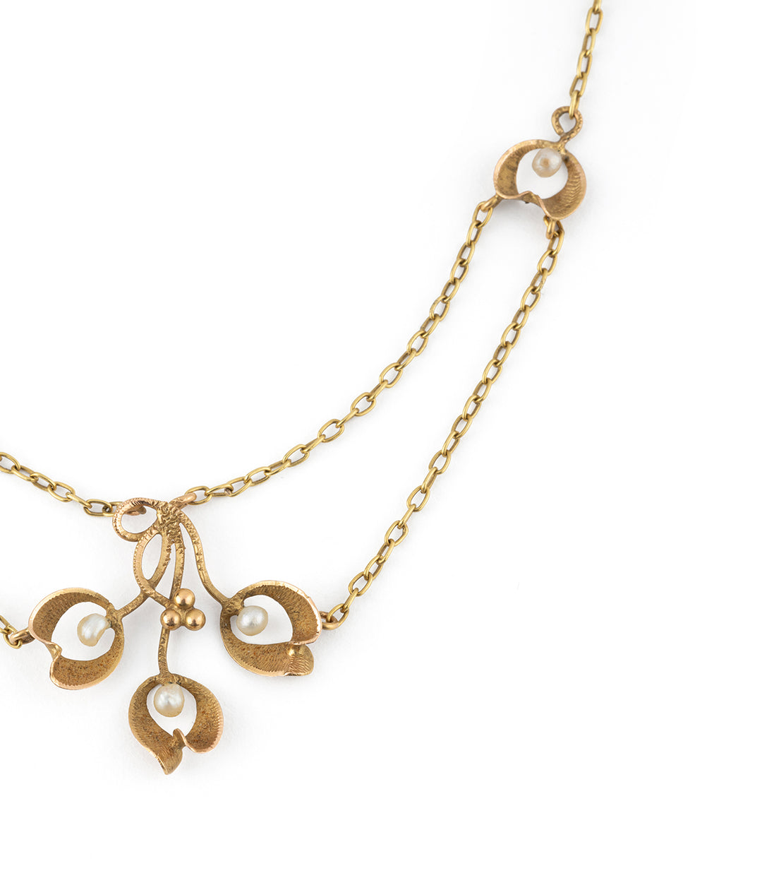 Art nouveau necklace 18k gold pearls "Kara" - Caillou Paris