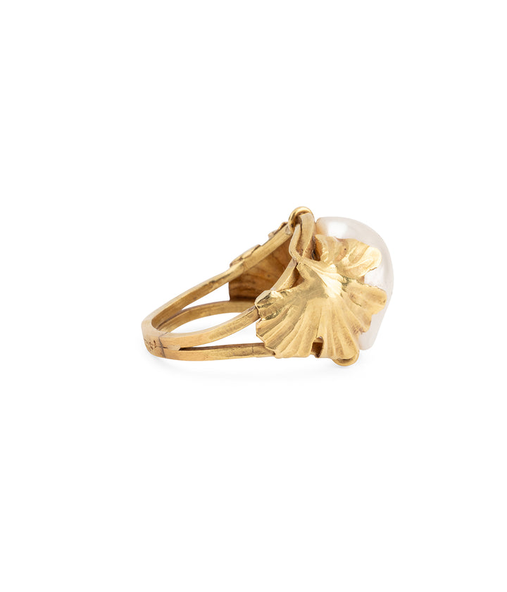 Art-nouveau-ring-gingko-biloba-pearl-Colot-Caillou-Paris