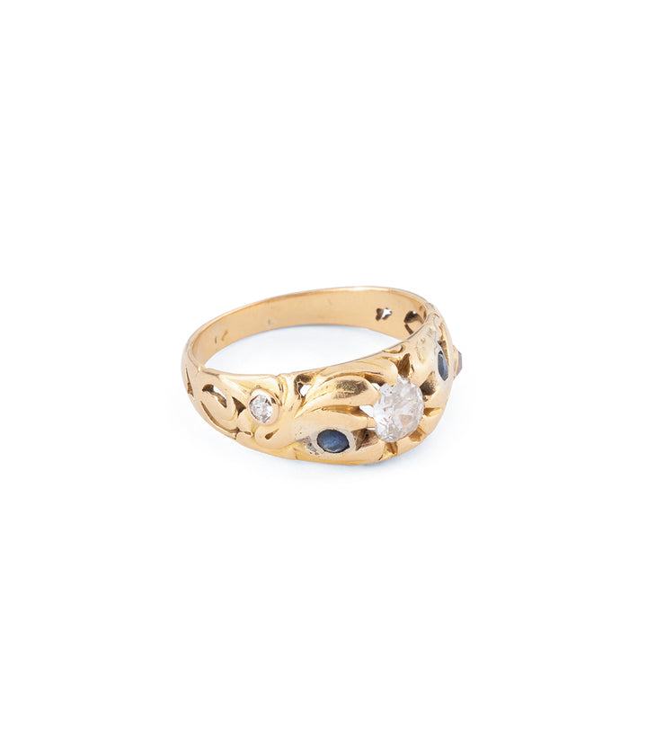 Art nouveau ring gold diamonds sapphires "Boecio" - Caillou Paris