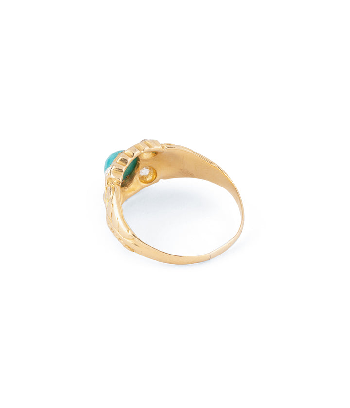 Art nouveau ring turquoise diamonds "Grichia" - Caillou Paris