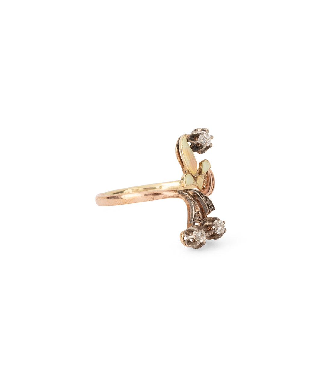 Art-nouveau-russian-ring-14k-gold-diamonds-Timo-Caillou-Paris