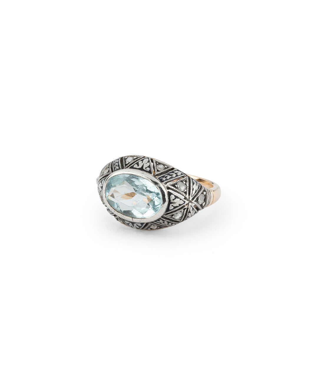 Bague Art deco aigue-marine diamants Hiob - Caillou Paris