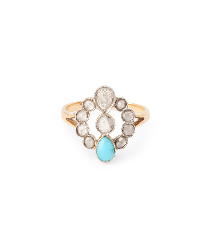 Bague-Belle-epoque-diamants-turquoise-Laou