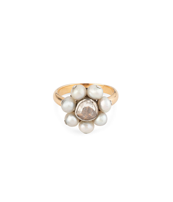 Bague-Marguerite-ancienne-perle-diamant-Offy-Caillou-Paris