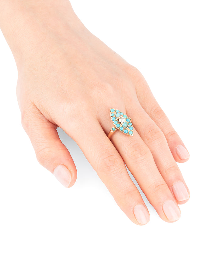 Bague-Marquise-ancienne-or-turquoises-Jaimi-Caillou-Paris