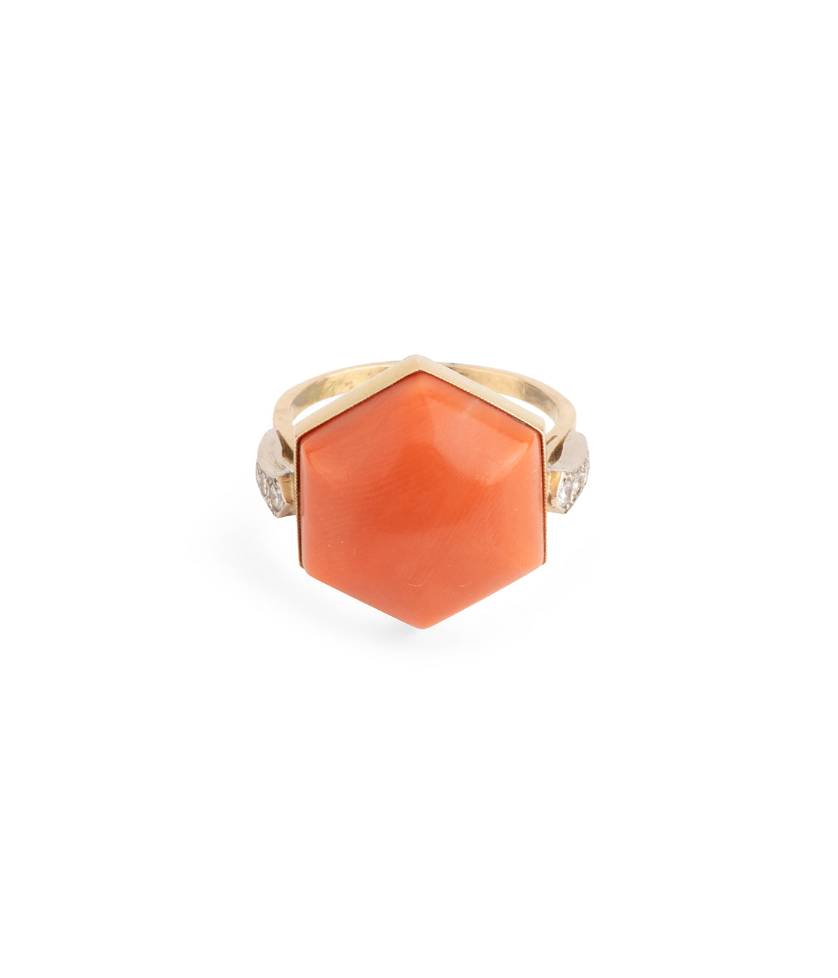 Bague-ancienne-epoque-art-deco-or-corail-Ennio-Caillou-Paris