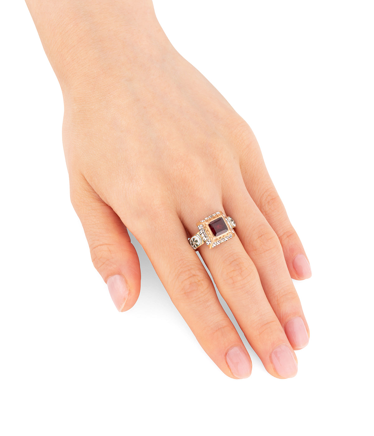 Bague ancienne or grenat email "Polian" - Caillou Paris