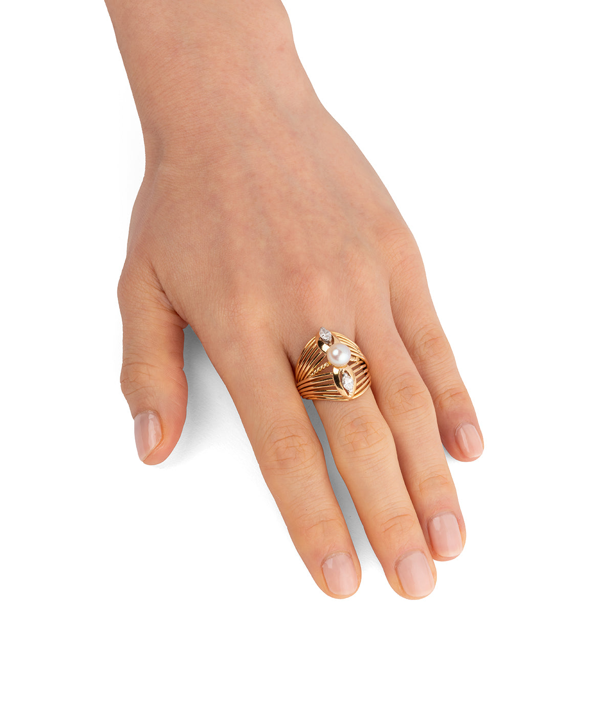 Bague ancienne en perle et diamants "Saby" - Caillou Paris