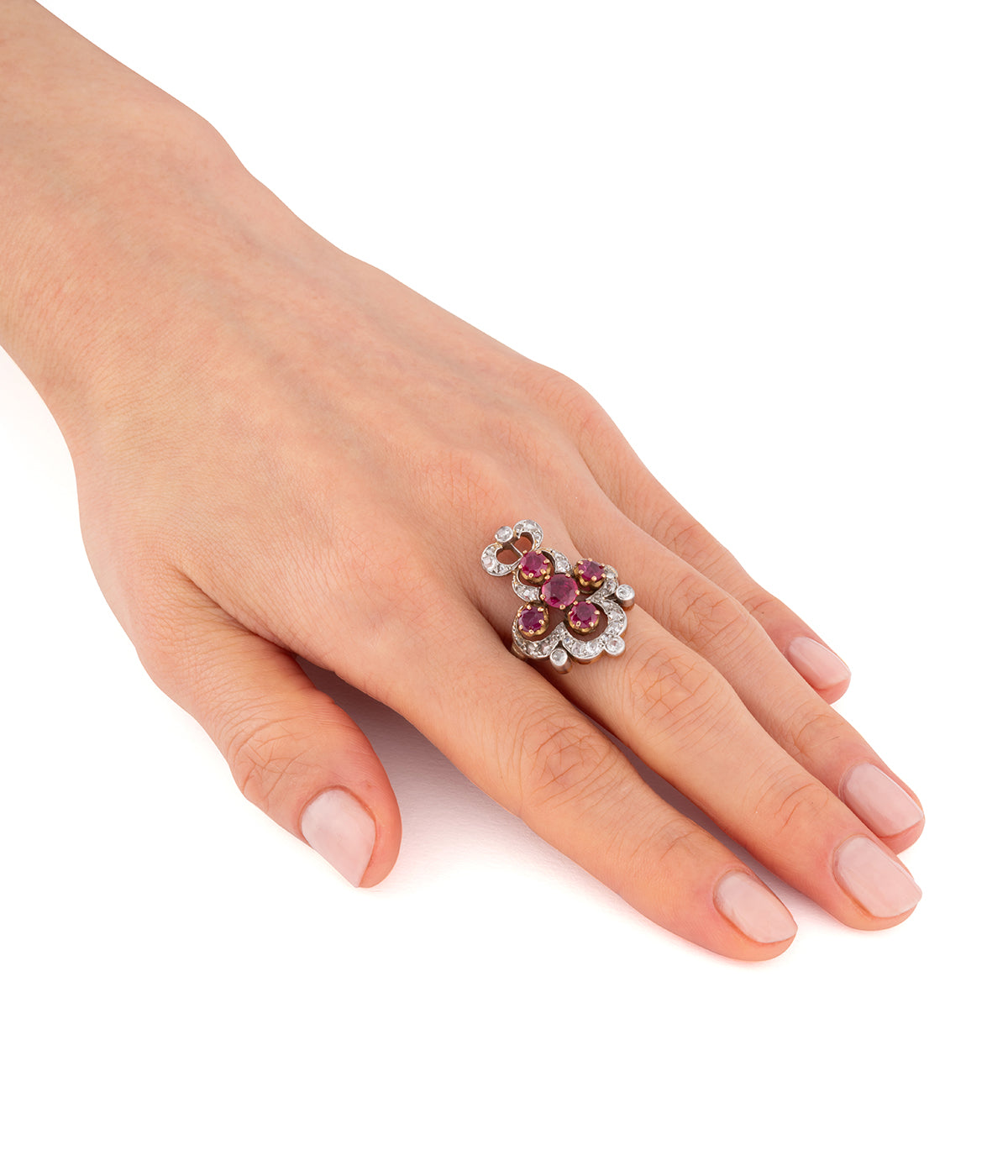 Bague ancienne rubis, diamants et or "Makya" - Caillou Paris