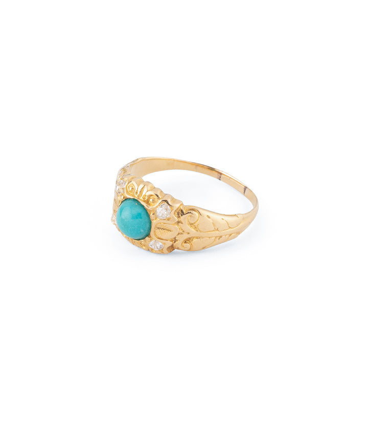 Bague ancienne turquoise diamants "Grichia" - Caillou Paris