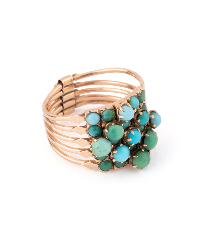 Bague ancienne turquoises en or rose Rai - Caillou Paris