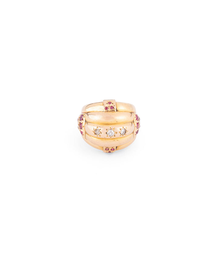 Bague années 40 en rubis et diamants "Zeia" - Caillou Paris