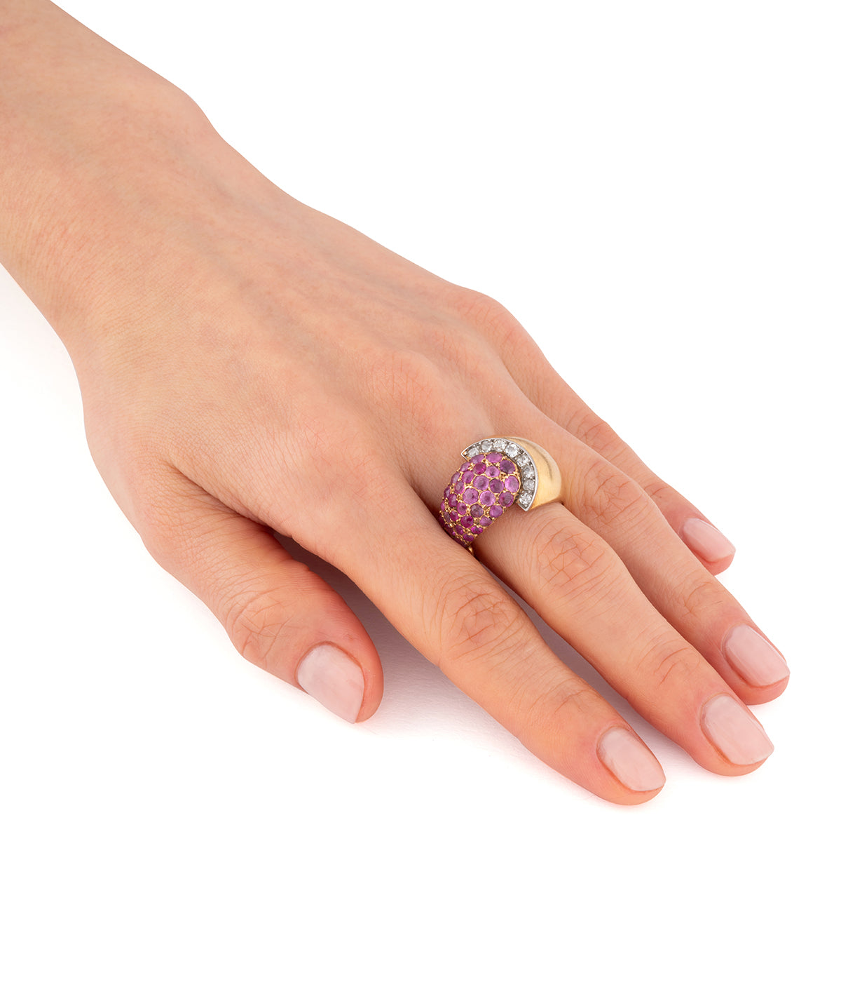 Bague dôme ancienne saphirs roses "Jayda" - Caillou Paris