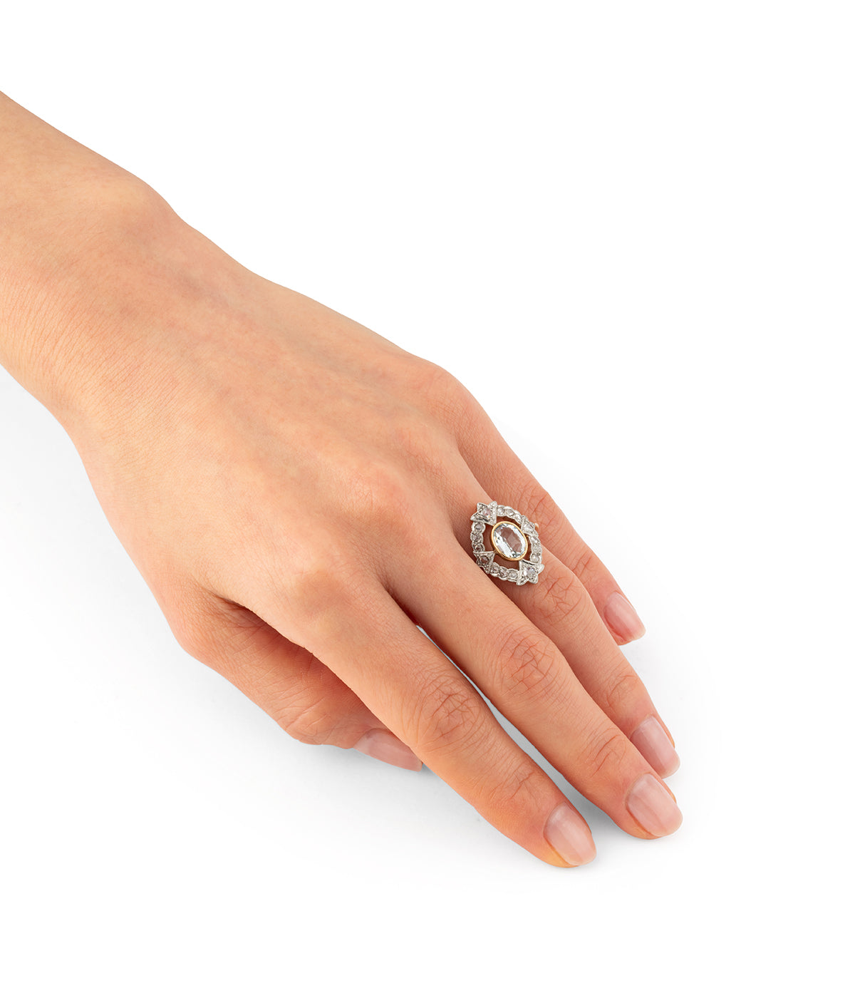 Bague de fiançailles ancienne aigue-marine et or "Cesarita" - Caillou Paris