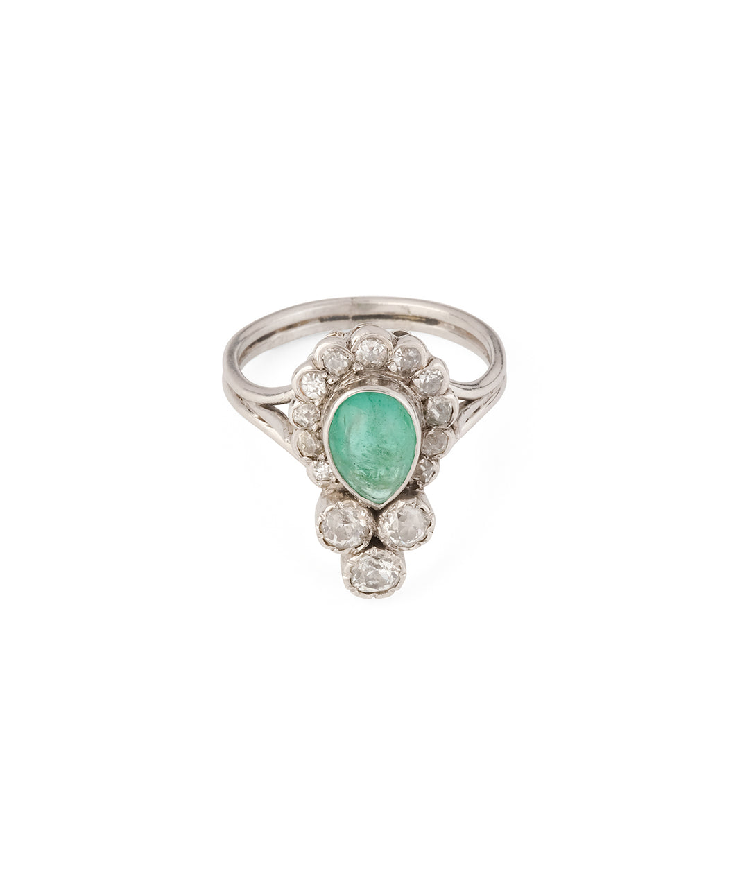 Bague-fiancailles-ancienne-emeraude-diamants-Paavo-Caillou-Paris