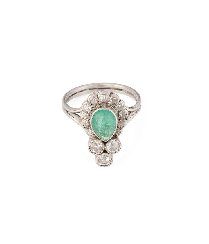 Bague-fiancailles-ancienne-emeraude-diamants-Paavo-Caillou-Paris