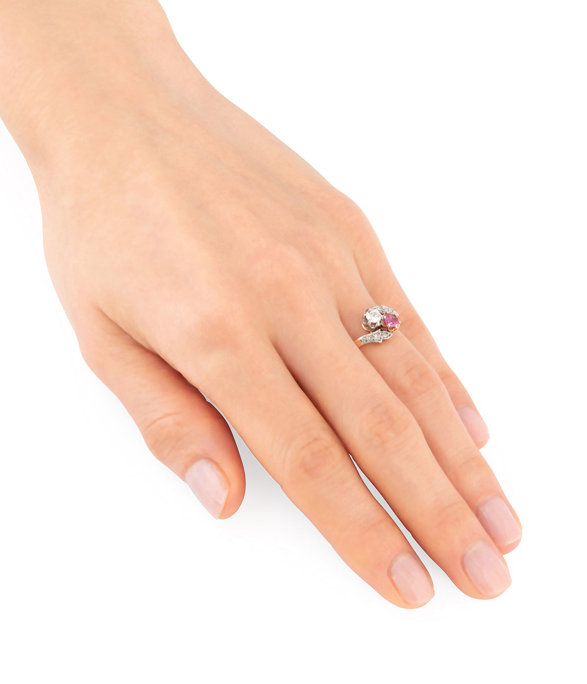 Bague-fiancailles-vintage-rubis-diamant-or-18k-Thelmy-Caillou-Paris