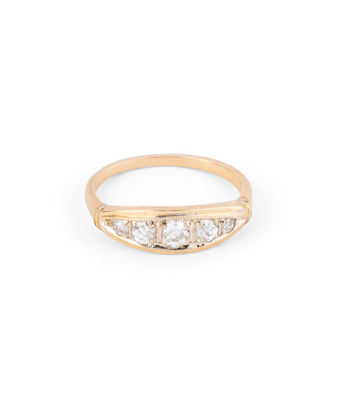 Bague jarretière ancienne en diamants en or "Valle" - Caillou Paris