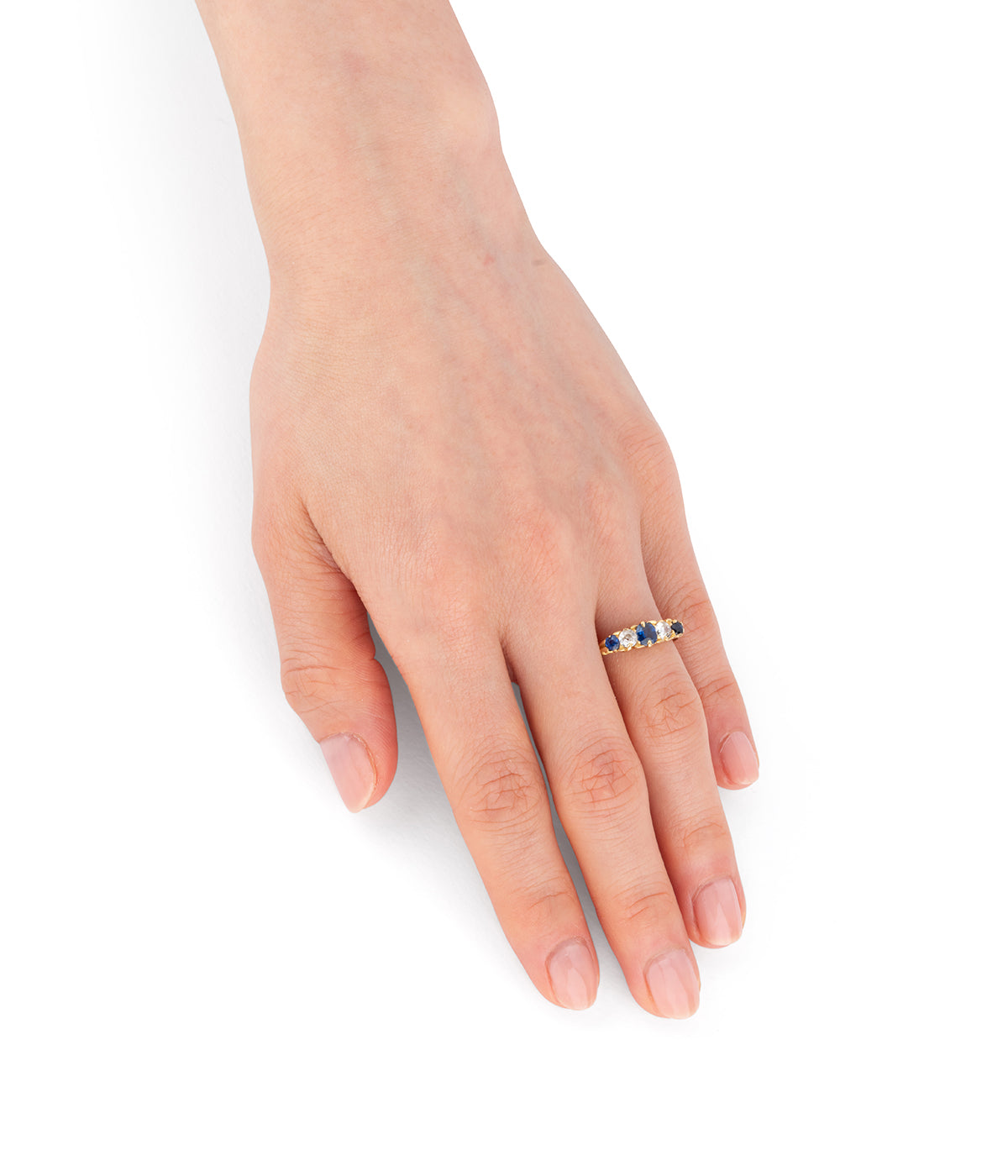 Bague jarretière ancienne en diamants et saphirs "Euzen" - Caillou Paris